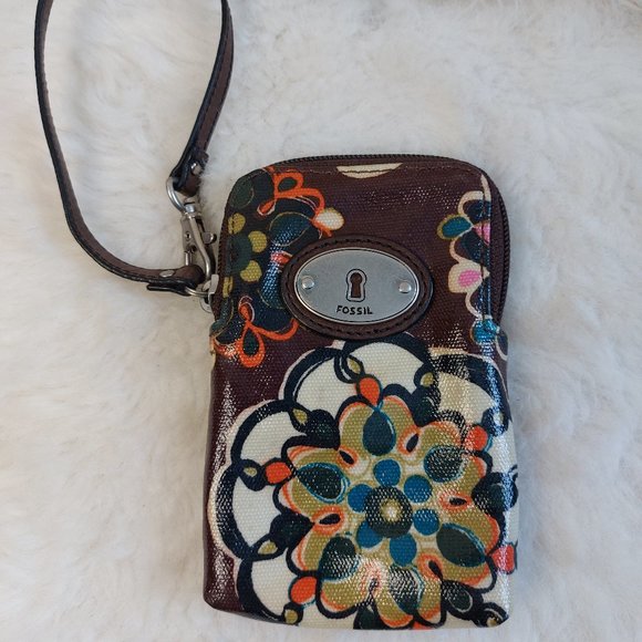 Fossil Women's Floral Coated Canvas Mini Bag/Wristlet - Picture 1 of 7